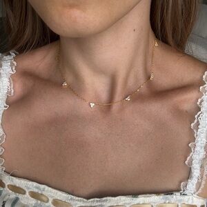 silver plated gold dainty necklace cz pendant stones flower triangles